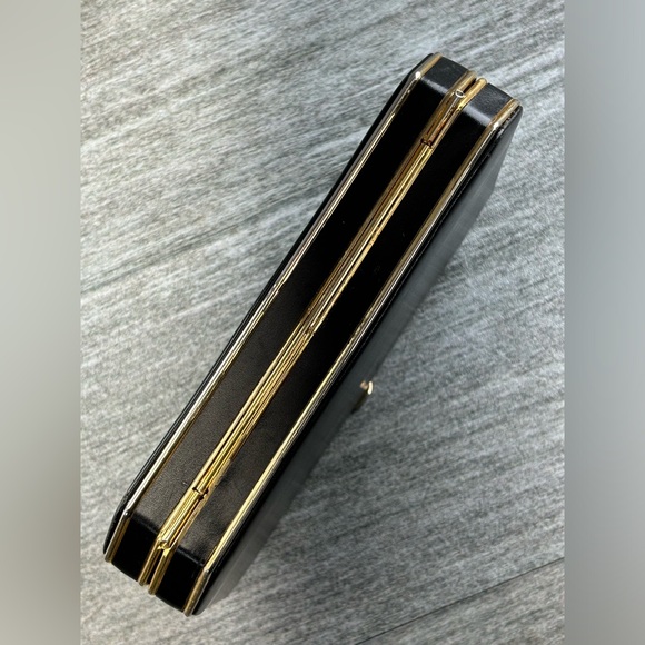 VTG LS Leather School Monastery S Croce Florence Italy Black Gold Evening Bag 7” - Picture 5 of 16